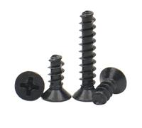 50-500pcs Black Carbon Steel M1 M1.2 M2 M2.3 M2.6 M3 M4 Mini Screw Cross Recessed Countersunk Head Self-tapping Screw(6mm,M1.2 (500PCS))