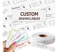 50-500pcs Custom 100% Cotton Sewing Labels Tags for Handmade Items,Personalised Sew on Name Quilt Label Customised Fabric Clothing Tag for Sewing,Quilters,Knitters,Crafters