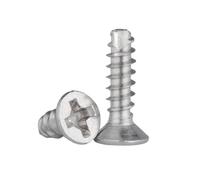 50-500pcs M1.7/M2/M2.3/M2.6/M3/M3.5/M4/M5 Stainless Steel Countersunk Head Cross Recessed Self-tapping Screws with Cut Tail, M2x10mm(200pcs)