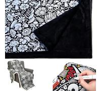 50×59IN DIY Coloring Blanket for Adults, Color Your Own Blankets, Creative Personalized Drawing Art Project, Bedroom Decor Soft Cozy Fleece Drawing Throw (Mushroom, Without Pens)