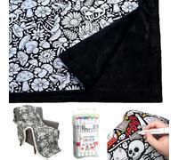 50×59IN DIY Coloring Blanket for Adults, Color Your Own Blankets, Creative Personalized Drawing Art Project, Bedroom Decor Soft Cozy Fleece Drawing Throw (Mushroom, With 25Pens)