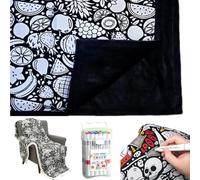 50×59IN DIY Coloring Blanket for Adults, Color Your Own Blankets, Creative Personalized Drawing Art Project, Bedroom Decor Soft Cozy Fleece Drawing Throw (Fruit, With 25Pens)