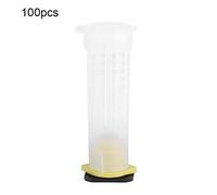 50/70/100 Roller Cages Beekeeping Rearing Cup Kit, Bee Queen Cages Roller, Plastic Queen Bee Rearing Tools with Wax Cup for Professional Beekeepers, Durable Non - Beekeeper E (100Pcs)
