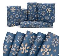 50 * 70cm Christmas Wrapping Paper Sheets,DXTXTJ 5 Folded Sheets Recyclable Kraft Wrapping Paper,Navy Blue Wrapping Paper Christmas Bulk for Xmas Gift Wrap