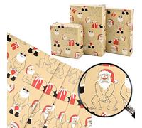 50 * 70cm Xmas Gift Wrap Paper,5pcs Large Christmas Wrapping Paper Sheets with Comical Santa Claus Perfect for Packing Christmas Party Present