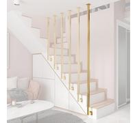 50 80 100 130 150 180 200 230 250 CM High Stair Railing Kit, L-Shaped Stair Spindles and Balusters for Step/Stairwell/Restaurants, Staircase Banister Guardrail(1pc Gold,70cm/27.6inch)