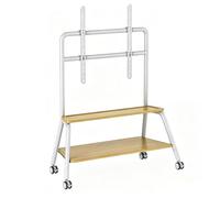 50-90 Inch Portable Tv Stand on Wheels Adjustable Height Tv Rolling Stand | Cold-rolled Steel Floor TV Standi Two-tier Storage Space-saving Easy to Install for Bedroom, Living Room, Office(White)