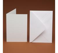 50 A7 Blank Single FOLD Cards and 50 Smooth C7 Envelopes (White Hammer Cards)