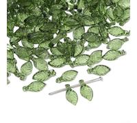 50 Acrylic For Leaf Beads for DIY Jewelry Projects Great for Making Necklaces and Bracelets (Dark green)