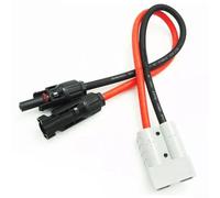50 Amp Solar Panel Y Cable, 6mm2 12 AWG Extension Cord with Waterproof Connector, 30cm Flexible Wire RV Camping Marine Agriculture, Black Red