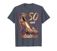 50 and Fabulous 50 Years Old High Heels 50th Birthday T-Shirt, Men, Heather Blue, 4X-Large