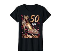 50 and Fabulous 50 Years Old High Heels 50th Birthday T-Shirt, Women, Black, Large