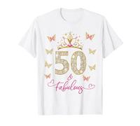 50 and Fabulous, 50 Years Old Women, 50th Birthday T-Shirt, Men, White, Medium