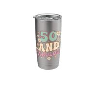 50 and Fabulous Groovy 50th Birthday Retro Daisy Stainless Steel Insulated Tumbler