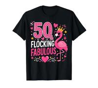 50 and Flocking Fabulous Pink Flamingo 50th Birthday Value Graphic T-Shirt, Men, Black, L