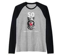 50 and Still Cool 50th Birthday Dog Design Raglan Baseball Tee
