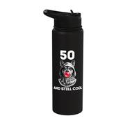 50 and Still Cool 50th Birthday Dog Design Stainless Steel Insulated Water Bottle