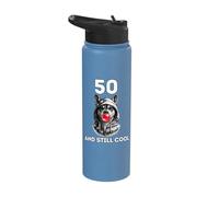 50 and Still Cool 50th Birthday Dog Design Stainless Steel Insulated Water Bottle