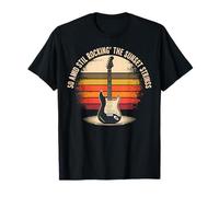 50 and Still Rocking Sunset Strings Guitar Design T-Shirt