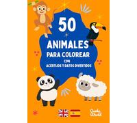 50 Animales para Colorear: Libro de Actividades Bilingüe para Niños de 5 a 12 Años con Acertijos, Datos Divertidos y Dibujos Fáciles (Español e Inglés)