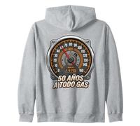 50 Años A Todo Gas 1975 Speedometer Car Lover Zip Hoodie