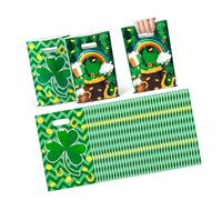 50 Assorted Themed Celebration Bags Clovers Printed Handbag Designed for Small Presents and Flavorful Snacks Bulk Present Pouches