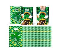 50 Assorted Themed Celebration Bags Clovers Printed Handbag Designed for Small Presents and Flavorful Snacks Clovers Printed Handbag