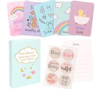 50 Baby Milestone Cards in Gift Box, Baby Moment Cards for Boy or Girl, Baby Shower Gifts for Mum, Unisex Milestone Baby Cards for New Parents to Remember The Most Special Moments