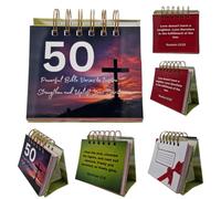 50 Bible Verses- Daily Christian Devotional Cards-Spiral-Bound Inspirational Verse Cards, Desktop Display,Positive Affirmation Religious Gift -Bible Prayer Cards