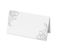 50 Black Floral Name Place Cards - 8cm by 4cm Place Name Cards for Table Setting, Christmas, Parties, & Wedding Decoration (Pack of 50)