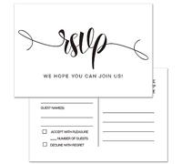50 Blank RSVP Cards, Response Postcard Kindly Reply Card Stock For Weddings, Bridal Rehearsal Dinner, Baby Shower, Birthday, Bachelorette Party Invitation Kits No Envelopes Needed,4"x6" White