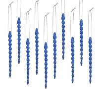 50 Blue Plastic Icicle Ornaments - Twisted Christmas Tree Hanging Decorations for Winter Holiday & Xmas Party (5.9 Inch)