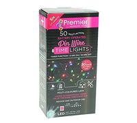Premier Decorations 50 Multi-Action Pin Wire LED Battery Lights Multicoloured in Multicolor, Size 2.5m | Charlies