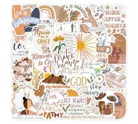 50 Boho Stickers with Positive Quotes, Cute Aesthetic Bohemian Sticker for Scrapbooking Laptop Phone Skateboard Computer Water Bottle