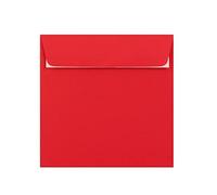 50 Bright Red Square Envelopes - 155mm x 155mm - Straight Wallet Flap Peel/Seal Red Coloured Envelopes - 120gsm Clariana Paper - to Fit 6 inch Square Inserts