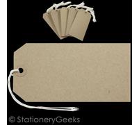 50 Brown Buff Strung Tags 146mm x 73mm Extra Large Luggage Manilla Tie On Craft