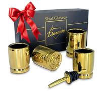 50 Caliber Shot Glass, Ceramic Gun Shot Glasses Set of 4 with Pourer, 50 Cal Bullet Casings Shaped Shot Glasses Great Gift Drinking Glass Set Gifts for Men, Luxury Gift Set, Bullet Shot Xmas Present