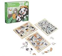 50 Cats Shaped Wooden Jigsaw Puzzle, Detailed Cat-Themed Pieces, Unique Animal Shape Cat Dog Panda Puzzles, Colorful Wood Puzzle with Frame, Gifts for Animal Lovers Chritsmas (Mix color)