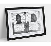 50 Cent Mugshot 1- Black & White Framed Wall Art Print Picture - A4 - Black Frame