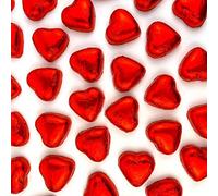 50 Chocolate Hearts - Red Foil Wrapped Valentines Chocolate Hearts Love Heart Chocolates | Wedding Favour Chocolates