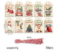 50 Christmas Tags Brown with for jute Twine 50 Christmas Tags(S876+ red)