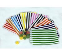 50 Christmas Theme Candy Sweet Striped Paper Bags | Red Green Gold Silver | Premium Quality UK Made 5" x 7" XMas Party Bags