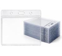 50 Clear Flexible ID Card Holders | Badge Wallets | Fits 60 x 90mm Inserts | Durable Vinyl Plastic Name Badge Holders | Compatible with Lanyards & Badge Clips | PCL Media ltd
