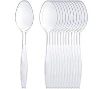 50 Clear Plastic Spoons - Strong, Heavy Duty, Reusable & Washable, Perfect for Parties & Dinnerware