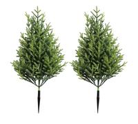 50 cm Artificial Cypress Topiary 2 Pack - UV Resistant Faux Plants with Ground Spikes, Artificial Topiary Trees Outdoor Indoor Potted Decor for Front Porch, Garden & Patio (D)
