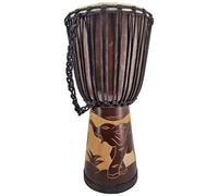 50 cm Professional Djembe Drum - Hand-Carved African Wooden Drum with Goatskin - Alpine Elephant Design, Brown