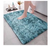 (50 CM x 80 CM- Non Slip Bath Mat Bathroom Rug/Welcome Door Mat, Tie Dye Teal) Shaggy Large Rugs Non Slip Bedroom Living Room Carpet Hallway Runner Rug