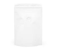 50 Coffee Beans Stand Up Pouch Bag with One-Way Degassing Valve and Zip Lock | 170x240x40mm (350g Coffee Beans), White (Windowless)