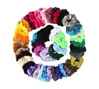 50 Colors Vintage Hair Scrunchies Stretchy Velvet Scrunchie Pack Women Elastic Hair Bands Girl Headwear Plain Rubber Hair Ties(SPAIN)