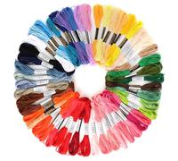 50 Colour Embroidery Thread Kit 8m Cross Stitch Skeins Polyester Premium Embroidery Floss Multi Color Bobbins Set Friendship Bracelets Floss for Adults, Beginners DIY Crafts Supplies, Multicolor